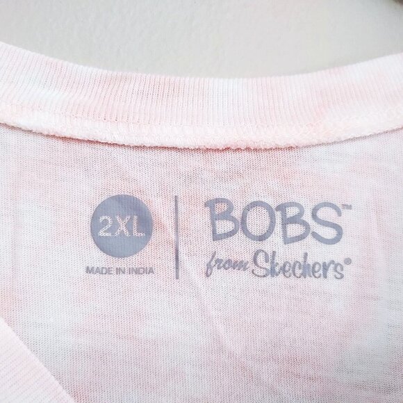 Bobs From Sketchers Womens T Shirt Size 2X Pink Tie Dye Meow Tee - Picture 3 of 4